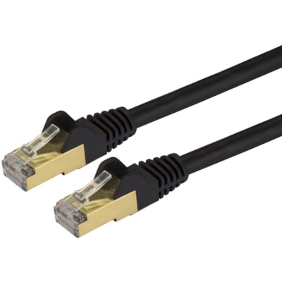 StarTech.com 10ft CAT6A Ethernet Cable - 10 Gigabit Category 6A Shielded Snagless RJ45 100W POE Patch Cord - 10GbE Black UL/TIA Certified - CAT6A Ethernet Cable delivers 10 gigabit connection free of noise & EMI/RFI interference - Tested to comply w/ ANSI/TIA-568-D Category 6 requirements - 26 AWG s  Gigabit Shielded Snagless RJ4 5 100W PoE Patch Cor