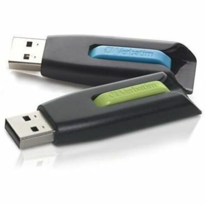 Microban 32GB Store 'n' Go® V3 USB 3.2 Gen 1 Flash Drive - 2pk - Blue, Green - 32 GB - USB 3.2 (Gen 1) - Blue, Green - Lifetime Warranty - 2 / Pack  BLUE  GREEN RETRACTABLE DESIGN