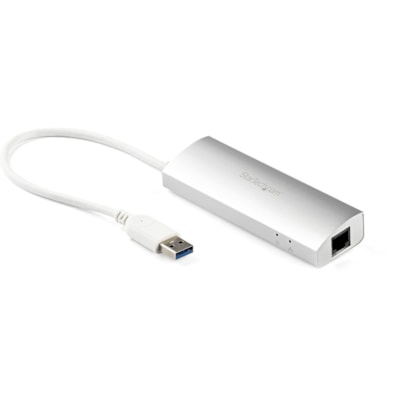 StarTech.com 3-Port USB Hub with Ethernet, USB-A Ports, Gigabit Ethernet/GbE, USB 5Gbps, Bus-Powered, Portable Laptop USB 3.0 Hub - Bus-powered USB 3.2 Gen 1 (5Gbps) expansion hub - USB-A to 3-port USB-A hub - NIC adapter for wired Ethernet to a laptop / desktop - Supports WoL, Jumbo Frames and V-LA  PERP 