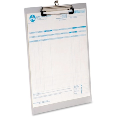 Westcott Letter Size Aluminum Clipboard - 8 1/2" (215.90 mm) x 11" (279.40 mm) Sheet Size - Aluminum - Silver - 1 Each ALUMINUM SILVER  RUBBER GRIPS DURABLE STEEL CLIPS