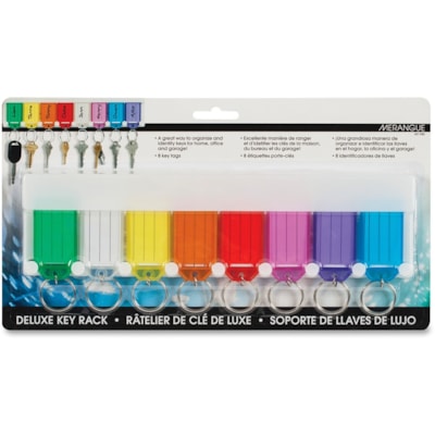Merangue Deluxe Key Rack - 11.61" (294.89 mm) Length x 6.30" (160.02 mm) Width - Rectangular - Metal Ring Fastener - Assorted - 1 Each 8 TAGGED KEYS FIT IN RACK 