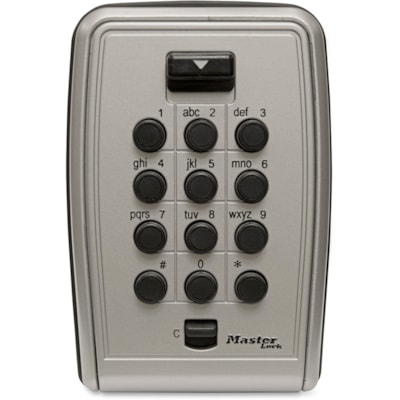 Master Master Lock Wall-Mount Push Button Lock Box - Black, Gray Door - Mechanical Key COMBINATION LOCK 