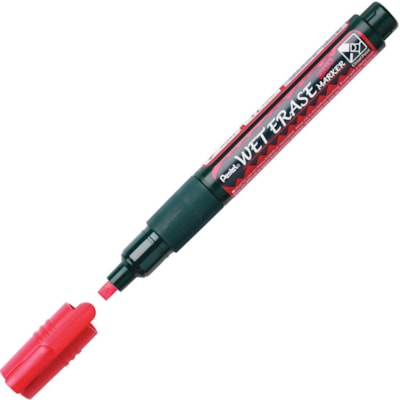Pentel Wet Erase Chalk Marker - Chisel Marker Point - Red Ink - Chalk-based - 1 Each 2.0/4.0 MM CHISEL POINT RED