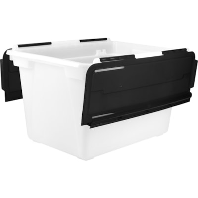 Storex Swing Top File Storage Tote - 11.89 gal (45000 mL) - Media Size Supported: Letter, Legal - For File - 1 Each FROSTED BOTTOM  BLACK LID LETTER/LEGAL