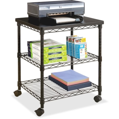 Safco Deskside Wire Machine Stand - 200 lb (90718.47 g) Load Capacity - 2 x Shelf(ves) - 27" (685.80 mm) Height x 24" (609.60 mm) Width x 20" (508 mm) Depth - Steel - Black 24"W X 20"D X 27"H 