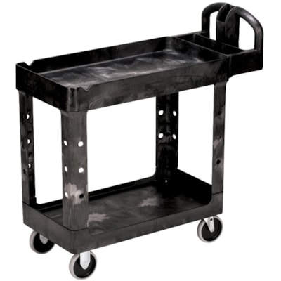 Rubbermaid - Chariot de service intense 2 tablettes - 2 Plateau - Poignée de poussée Poignée - 500 lb (226796,19 g) Capacité - 4 po (101,60 mm) Taille de roulette - Mousse, Résine, Polypropylène - longueur de 39 po (990,60 mm) x largeur de 17,9 po (454,66 mm  