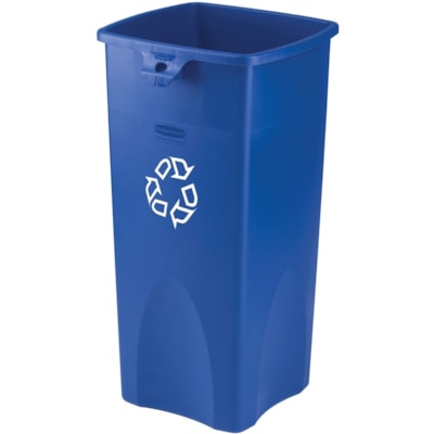 Rubbermaid Commercial - Bac de recyclage Untouchable - 87,10 L Capacité - Carré - Résistant aux produits chimiques - hauteur de 30,9 po (784,86 mm) x largeur de 15,5 po (393,70 mm) - Résine - Bleu - 4 POUR RECYCLAGE 