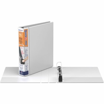 QuickFit - Classeur à anneaux D simple touche QuickFit PRO - 1 1/2 po (38,10 mm) Capcité du classeur - Fastener(s) : Anneau en D - Pocket(s) : À l'intérieur avant et arrière - Polypropylène - Blanc - Résistant au transfert d'encre, Anneau sans espace Gap-free, SINGLE TOUCH PIN-LOCK  D RING 