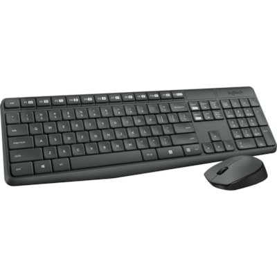 Logitech MK235 Keyboard & Mouse (Keyboard English Layout only) - USB Wireless RF - English - Black - USB Wireless RF - Optical - Scroll Wheel - QWERTY - Black - AAA, AA - Compatible with Desktop Computer for PC, Linux, ChromeOS - 1 Each  