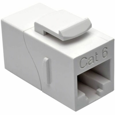 Tripp Lite series Cat6 Straight-Through Modular In-Line Snap-In Coupler (RJ45 F/F), White - 1 x RJ-45 Network Female - 1 x RJ-45 Network Female - Gold Contact - White  t-Through Modular In-Line Snap -In Coupler (RJ45 F/