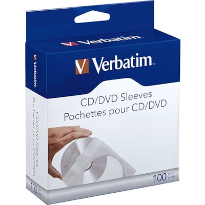 Verbatim CD/DVD Paper Sleeves with Clear Window - 100pk Box - Sleeve - Paper CLEAR WINDOW ENVELOPE STYLE CLOSURE