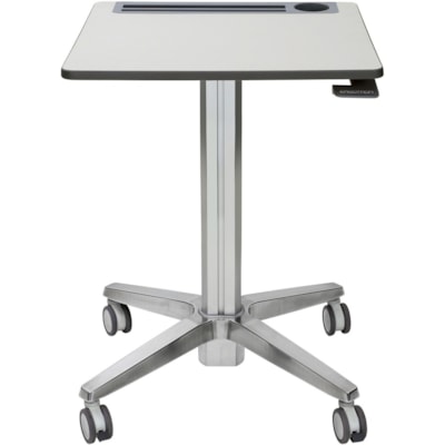 Ergotron LearnFit Sit-Stand Desk, Short - Laminated Rectangle Top - Melamine Laminate X-shaped Base - 4 Legs - 15 lb (6.80 kg) Capacity - Height Adjustable - 29" (736.60 mm) to 44" (1117.60 mm) Adjustment - 24" (609.60 mm) Table Top Width x 22" (558.80 mm) Table Top Depth - 45" (1143 mm) Height - St  ADJUSTABLE STANDING DESK  CLE AR ANODIZED