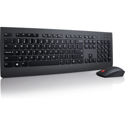 Lenovo Professional Wireless Keyboard and Mouse Combo - USB Wireless RF 2.40 GHz Keyboard - English (US) - Black - USB Wireless RF Mouse - Laser - 1600 dpi - Scroll Wheel - Black - Media Center Hot Key(s) - Symmetrical - AA - Compatible with PC SE 
