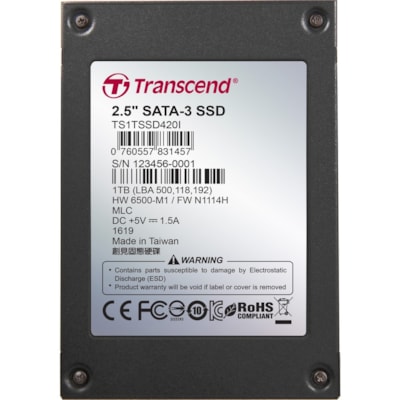 Transcend 1 TB Solid State Drive - 2.5" Internal - SATA (SATA/600) - 560 MB/s Maximum Read Transfer Rate - 3 Year Warranty 3  MLC  WIDE TEMP - Compliant with RoHS 2.0 standa
