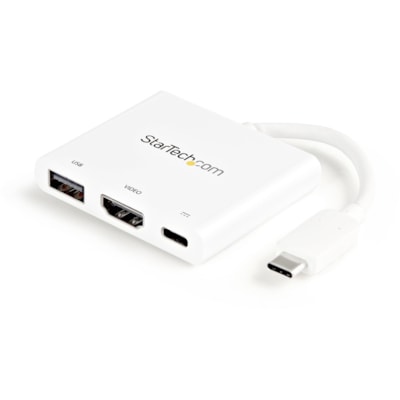 StarTech.com USB C Multiport Adapter with HDMI 4K & 1x USB 3.0 - PD - Mac & Windows - White USB Type C All in One Video Adapter - Expand the connectivity of your laptop or MacBook with this USB-C multiport adapter with HDMI - USB C HDMI Multiport Adapter - USB Video Adapter - USB Type C Multiport Ad  