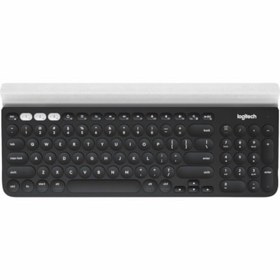 Logitech K780 Multi-Device Wireless Keyboard - Wireless Connectivity - Bluetooth - 33 ft (10058.40 mm) - 2.40 GHz - USB Interface - Home Hot Key(s), Search Hot Key(s), Back Hot Key(s), App Switch Hot Key(s), Easy-Switch Hot Key(s), On/Off Switch Hot Key(s) - ChromeOS - English, French - QWERTY Layou DWRLS 