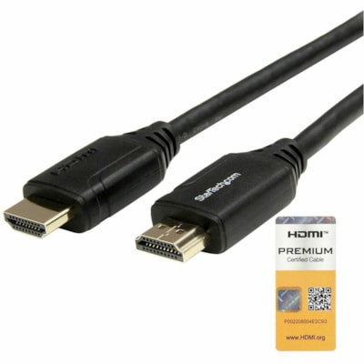 StarTech.com 3ft (1m) Premium Certified HDMI 2.0 Cable with Ethernet, High Speed Ultra HD 4K 60Hz HDMI Cable HDR10, UHD HDMI Monitor Cord - 3.3ft/1m Premium Certified High Speed HDMI Cable with Ethernet; 4K 60Hz (up to 4096x2160p)/UHD/18Gbps bandwidth/HDR10/Ultra wide/32 Ch Audio - 30AWG HDMI cord/P  CABL 