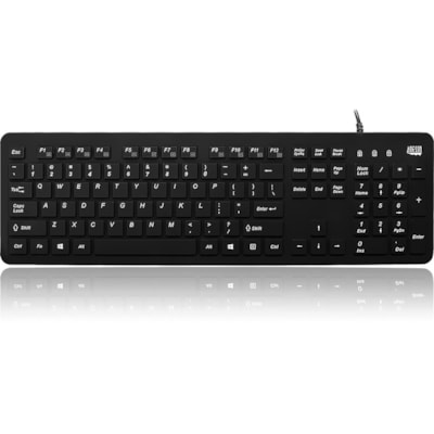Adesso - Clavier AKB-235UB - Antimicrobial Waterproof Desktop - Câble Connectivité - USB Interface - 104 Touche(s) - Anglais (USA) - QWERTY Disposition - Ordinateur, MAC - Pavé tactile - PC, Windows, Mac OS - Membrane Pavé Numérique - Noir  avancÃ© silicone desktop clav ier - protÃ¨ge contr