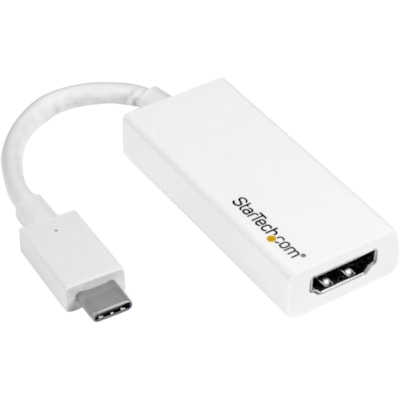 StarTech.com USB-C to HDMI Adapter - White - 4K 60Hz - Thunderbolt 3 Compatible - USB-C Adapter - USB Type C to HDMI Dongle Converter - Connect your USB Type-C laptop to an Ultra HD 60Hz display or projector - USB-C to HDMI adapter - USB Type C to video converter - White USB Type-C adapter matches w  ADAP 