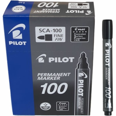Pilot - Marqueur permanent SCA-100 - 1 mm (0,04 po) Ogive Pointe de marqueur - Ink Noir - Encre à base d'alcool - 12 / boîte PTE CONIQUE FINE 1.0MM 