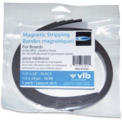 Filemode Magnet Strip - Black - 5 / Pack 1/2" X 24" 5PK 