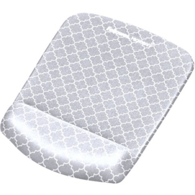 Fellowes - Tapis de souris PlushTouch - hauteur de 1 po (25,40 mm) x largeur de 7,25 po (184,15 mm) x profondeur de 9,38 po (238,25 mm) Dimension - Gris, Blanc - Antidérapant, Résistant à l'usure, Résistant aux déchirures MICROBAN  GREY LATTICE 