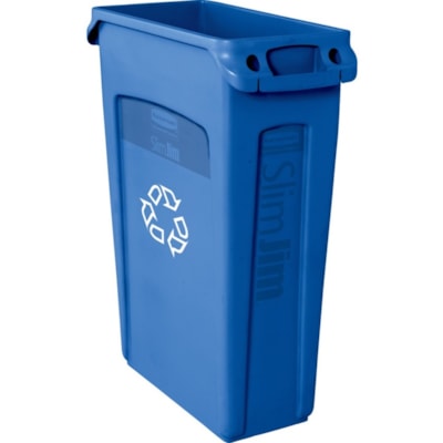 Rubbermaid 3540-07 Slim Jim with Venting Channels - Recycling (Lid & Dolly Sold Separately) - 87.06 L Capacity - Rectangular - 30" (762 mm) Height x 22" (558.80 mm) Width x 11" (279.40 mm) Depth - Plastic - Blue - 4  