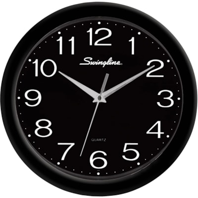 Swingline Fashion Wall Clock - Analog - Quartz - Black Case - Polystyrene  