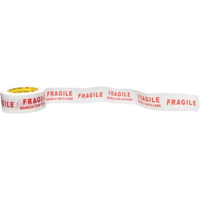 Scotch Security Tape - 109.4 yd (100 m) Length x 1.89" (48 mm) Width x 2.20 mil (0.06 mm) Thickness - 3" (76.20 mm) Core - White - Synthetic Rubber Resin - Polypropylene Film Backing - Nick Resistant, Abrasion Resistant, Moisture Resistant, Scuff Resistant, Chemical Resistant, Tear Resistant, Split  48MM X 100M RED ON WHITE