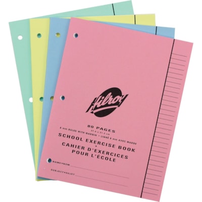 Hilroy - Portable - 80 Pages - Avec ligne Front Ruling - format 8 3/8 po (212,73 mm) x 10 7/8 po (276,23 mm) - Recyclé - 20 / emballage PERFORE 3 TROUS  80 PAGES 