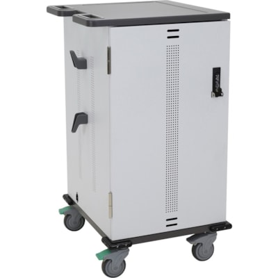 Ergotron YES Basic Charging Cart for Mini-laptops - 3 Shelf - Dual Handle - 60 lb (27215.54 g) Capacity - 4 Casters - 4" (101.60 mm) Caster Size - Steel, Wood - 23.2" (588.52 mm) Width x 41.5" (1054.10 mm) Depth x 23.4" (593.85 mm) Height - Metallic Gray, Polar White - For 36 Devices  o 36 Tablets  Chromebook  and devices of any thick