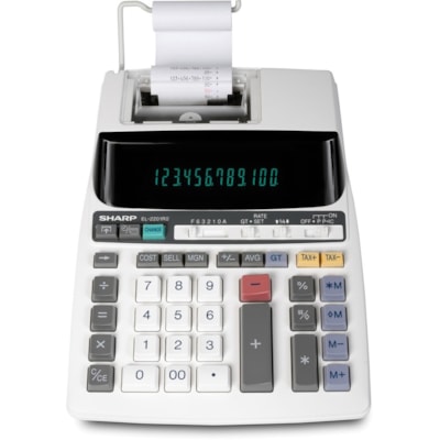 Sharp EL2201RII 2-colour Printing Calculator - Dual Color Print - Ink Roller - Blue Print - 2 lps - Two-color Printing, Adjustable Display, Dual Power - 12 Digits - Fluorescent - AC Supply/Battery Powered - Battery Included - 1 x CR2032 - 3.3" (82.55 mm) Height x 12.7" (321.56 mm) Width x 8.3" (209.  