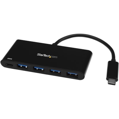 StarTech.com 4 Port USB C Hub with 4x USB Type-A (USB 3.0 SuperSpeed 5Gbps) - 60W Power Delivery Passthrough - Portable C to A Adapter Hub - USB 3.0 hub - USB Type-C host to 4x USB-A - 4-Port USB C Hub with Power Delivery 2.0 (up to 60W) pass-through when used w/ USB-C laptop power adapter (7.4W res  PERP 