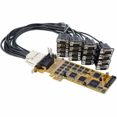 StarTech.com 16 Port PCI Express Serial Card, Low-Profile, High-Speed PCIe Serial Card with 16 DB9 RS232 Ports, TAA - Add 16 RS232 serial ports (DB9) to your low or full-profile computer, through a PCI Express slot - 16-Port PCI Express Serial Card - Low-Profile - High-speed PCIe serial card with 16 ) to your low or full-profile computer  through a