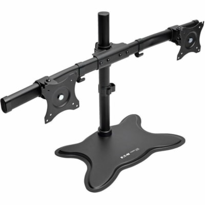 Tripp Lite series Dual-Monitor Desktop Mount Stand for 13" to 27" Flat-Screen Displays - Up to 27" Screen Support - 52 lb (23586.80 g) Load Capacity - 46" (1168.40 mm) Height x 80.50" (2044.70 mm) Width x 25.40" (645.16 mm) Depth - Desktop - Steel - Black Mounting arms adjust independe ntly for viewing ang