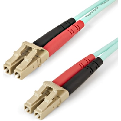 StarTech.com 1m (3ft) LC/UPC to LC/UPC OM4 Multimode Fiber Optic Cable, 50/125µm, 100G, Low Insertion Loss, LSZH Fiber Jumper Cord - Connect 40GBase-SR4, 100GBase-SR10, SFP+ and QSFP+ transceivers in 40 and 100 Gigabit networks - Aqua OM4 Duplex Multimode Fiber - OM4 Fiber - 1m LC to LC Fiber  -UPC Fiber Cable; 1/10/40/100 Gbps Full Duplex; 50