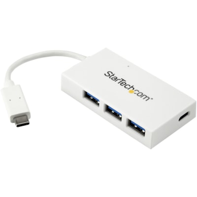 StarTech.com 4 Port USB C Hub with 1x USB-C & 3x USB-A (SuperSpeed 5Gbps) - USB Bus Powered - Portable/Laptop USB 3.0 Type-C Hub - White - Portable 4 Port USB-C hub - USB Type-C laptop to 3 USB-A/1 USB-C - SuperSpeed 5Gbps (USB 3.0/USB 3.1/3.2 Gen 1) - USB bus powered draw up to 15W (3A/5V) total sh B Type-C laptop to 3 USB-A/1 U SB-C - SuperSpeed 5G