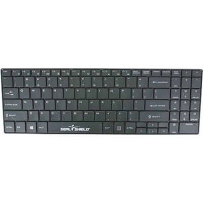 Seal Shield Cleanwipe Wireless Waterproof Keyboard - Wired/Wireless Connectivity - RF - 2.40 GHz - USB Interface - English (US) - QWERTY Layout - Black roof  Low Profile Chiclet Styl e  2.4GHz Wireless K