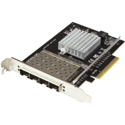 StarTech.com Quad Port 10G SFP+ Network Card - Intel XL710 Open SFP+ Converged Adapter - PCIe 10 Gigabit Fiber Optic Server NIC - 10GbE - Quad port SFP+ network card for MSA compliant SFP+ /DAC - 10 Gigabit Ethernet Card Intel XL710-BM2 10GbE converged network adapter - MMF & SMF Fiber - PCIe 3.0 x8  CTLR 