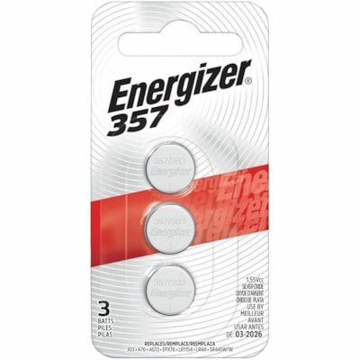 Energizer 357/303, 1.5V Silver Oxide Button Cell Batteries - For Medical Equipment, Calculator, Toy, Watch - SR44 - 150 mAh - 1.5 V DC - 3 / Pack SILVER OXIDE 