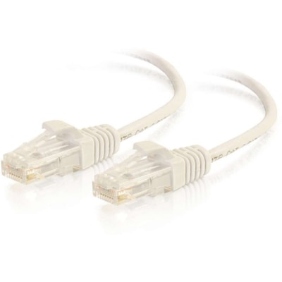 C2G 10ft Cat6 Slim Snagless Unshielded (UTP) Ethernet Cable - White - 10 ft (3.05 m) Category 6 Network Cable for Network Device - First End: 1 x RJ-45 Network - Male - Second End: 1 x RJ-45 Network - Male - Patch Cable - 28 AWG - White eldedTwisted Pair (U/UTP) - Ma le Left Gender - Mal