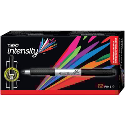 BIC Intensity Marker Fine Tip Permanent Markers, Black, 12-Count Pack, Art Supplies for Adults and Teens - 0.5 mm (0.02") Ultra Fine Marker Point - Black Ink - 12 / Pack CONICAL TIP 