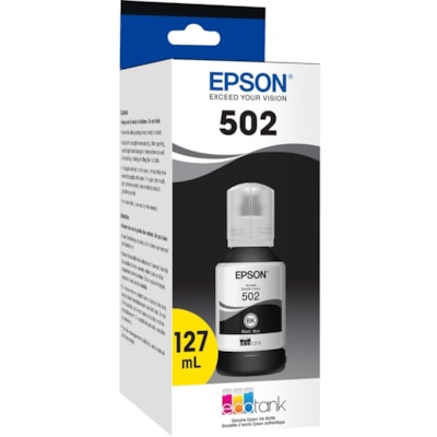 Epson T502, Black Ink Bottle - Inkjet - Black W/SENSOR 