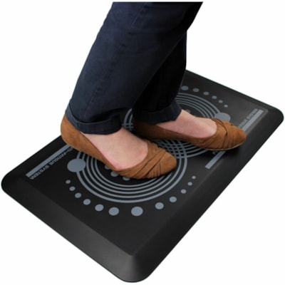 Floortex AFS-TEX® 2000 Black Active Anti-Fatigue Mat - 20" x 32" - 32" (812.80 mm) Length x 20" (508 mm) Width x 0.700" (17.78 mm) Depth x 0.700" (17.78 mm) Thickness - Rectangular - Polyurethane - Black - 1 Each STANDING WORKSTATION MED. USE 7/10 H  40% LESS BODY PRESSURE