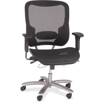 Safco Big & Tall All-Mesh Task Chair - High Back - Black - Armrest - 1 Each BLACK 