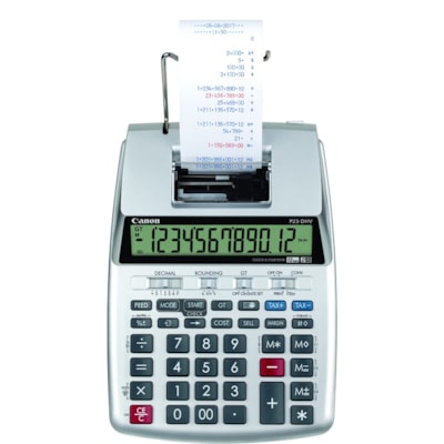 Calculatrice à imprimante P23-DHV 3 Canon - Horloge, Calendrier, Comptage des articles - Adaptateur secteur CA Alimenté - Bureau TAX CALCULATION_ CURRENCY CONV DOUBLE CHECK FUNCTION