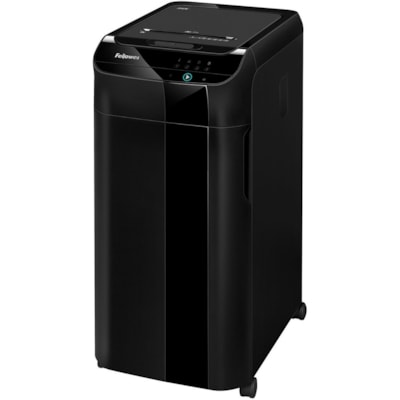 Fellowes AutoMax(tm) 350C Auto Feed Shredder - Non-continuous Shredder - Cross Cut - 350 Per Pass - for shredding Staples, Paper Clip, Paper, CD, DVD, Credit Card, Junk Mail - 0.2" (3.96 mm) x 1.5" (38.10 mm) Shred Size - P-4 - 2.20 in/s (55.88 mm/s) - 9" (228.60 mm) Throat - 45 Minute Run Time - 350 SHEETS AUTO/12 MANUAL 18 GALLON BIN