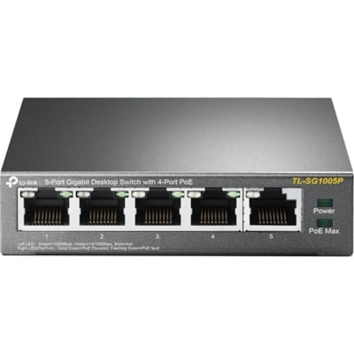 TP-Link 5-Port Gigabit Desktop Switch with 4-Port PoE+ - 5 Ports - Gigabit Ethernet - 10/100/1000Base-T - 2 Layer Supported - 4.30 W Power Consumption - 65 W PoE Budget - Twisted Pair - PoE Ports - Desktop - 3 Year Limited Warranty  