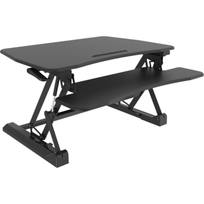 Amer EZriserPro Display Stand - 44.09 lb (20000 g) Load Capacity - 8.86" (225.04 mm) Height x 38.19" (970.03 mm) Width x 25.98" (659.89 mm) Depth - Desktop - Steel, Plastic, Wood - Black  Desk with Keyboard/Mouse Deck  (2 Tier) Black Fini