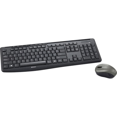 Verbatim Silent Wireless Mouse and Keyboard - Black - USB Wireless RF - Black - USB Wireless RF - Blue LED - Black - 1 Each COLOR - BLACK 